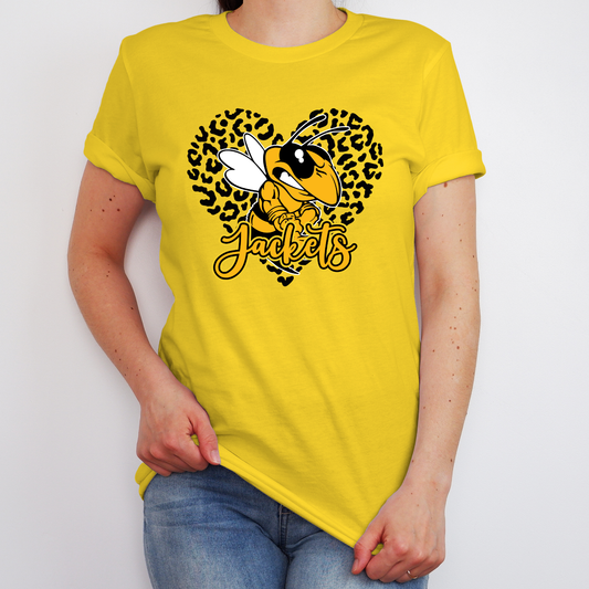 Yellow Jacket with Leopard Print Heart (Yellow T-Shirt)