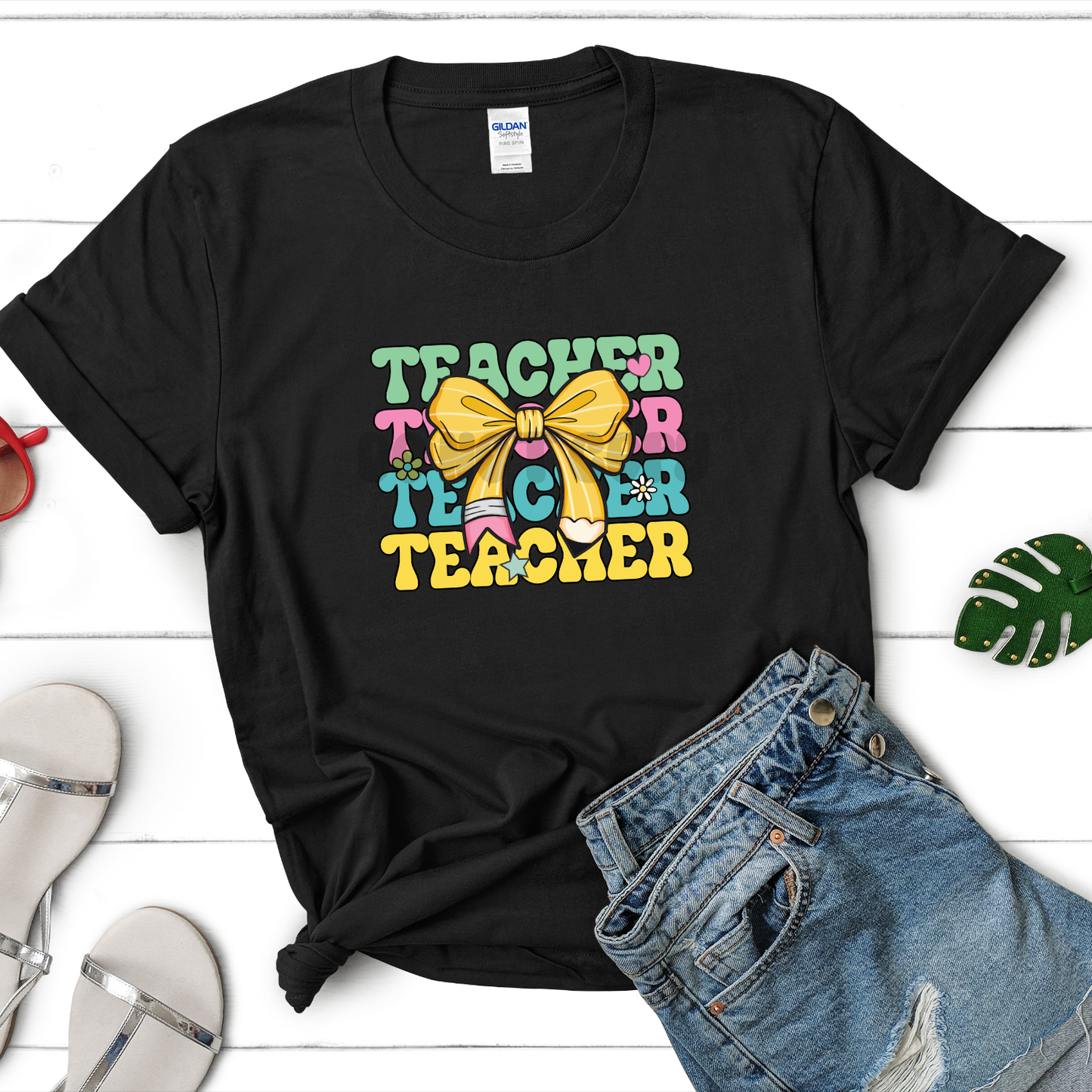 Teacher Bow Pencil Tee