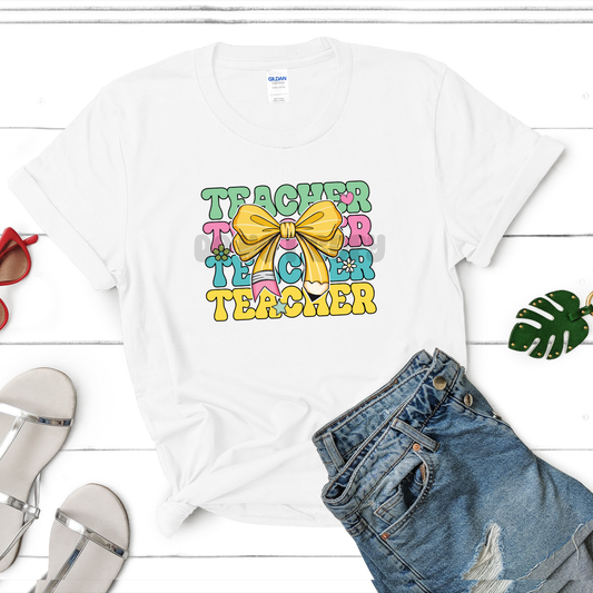 Teacher Bow Pencil Tee