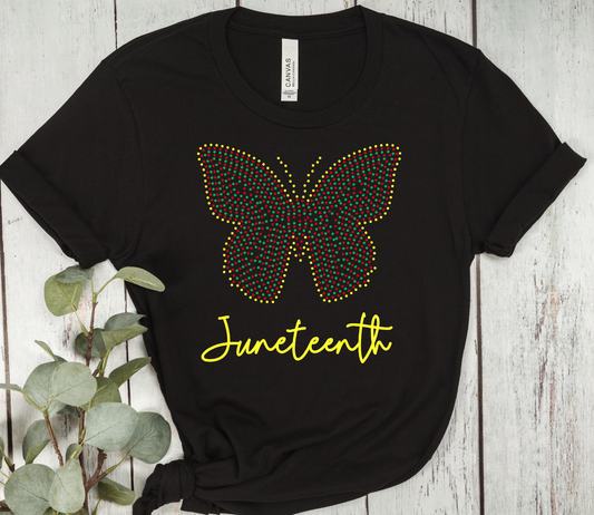 Juneteenth Butterfly Rhinestone T-Shirt