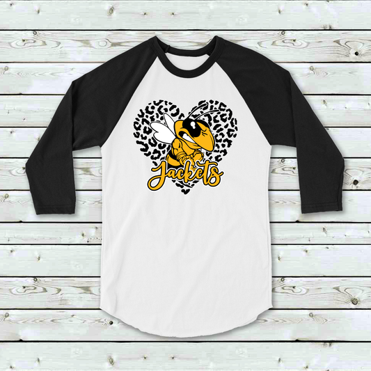 Yellow Jacket with Leopard Print Heart (Raglan)